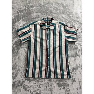 Dickies Shirt Mens Medium Striped Skateboarding Button Up Short Sleeve Casual